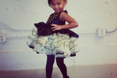 Black & Gold Girls Dress With Gold Ruffles and rhinestones 2
