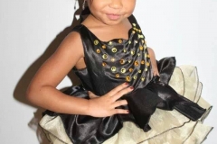 Black & Gold Girls Dress With Gold Ruffles and rhinestones