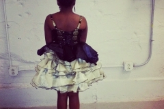 Black & Gold Girls Dress With Gold Ruffles back