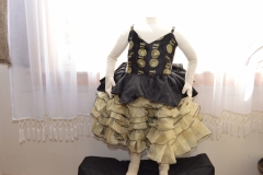 Black & Gold Girls Dress With Gold Ruffles