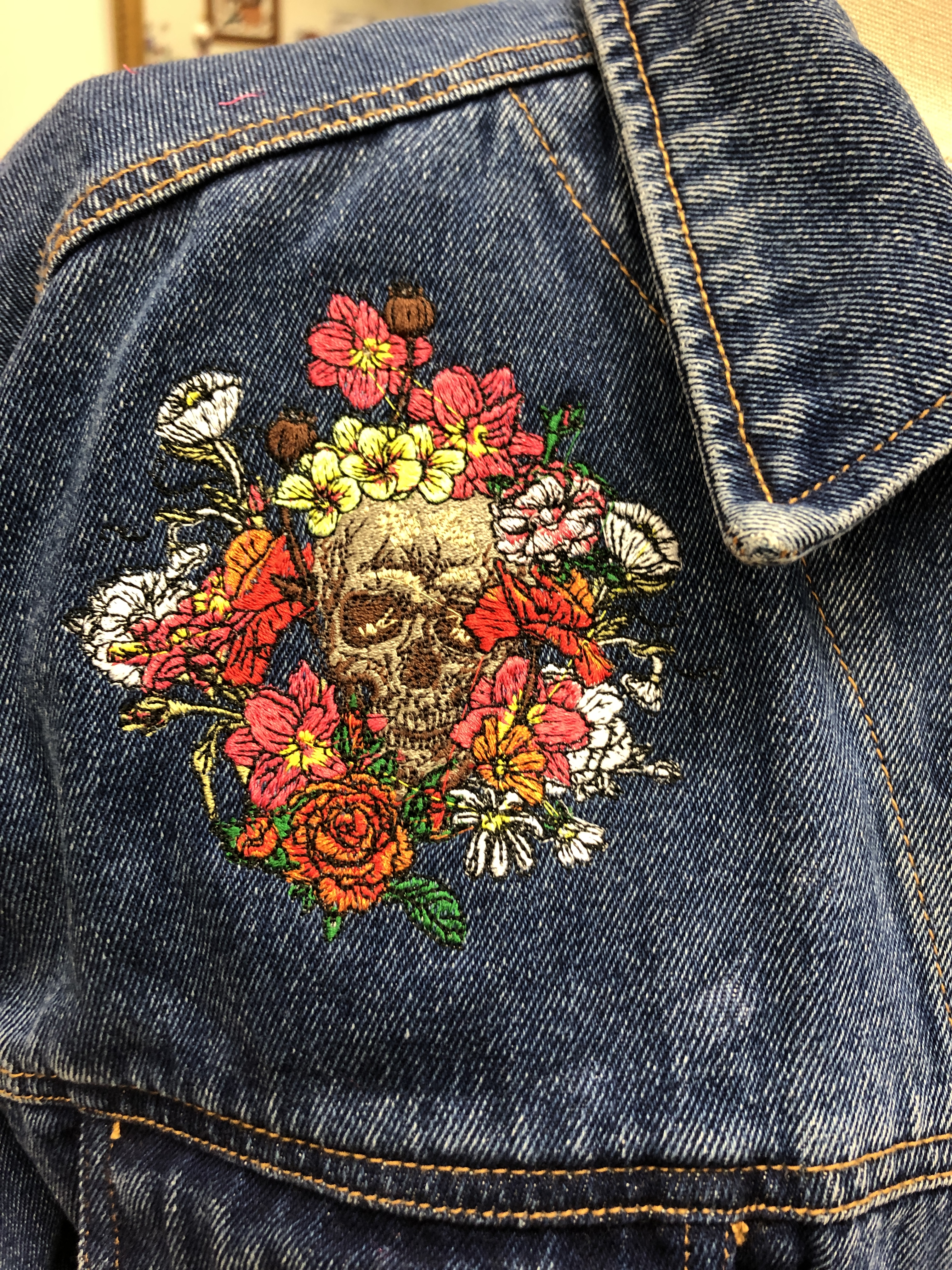 Embroidered Floral Skull Denim Jacket – Sheda's Fashion