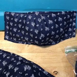 Dark Navy Blue with Small White Floral Print Face Mask