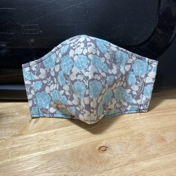 Gray Blue Floral Print