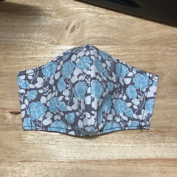 Gray Blue Floral Print